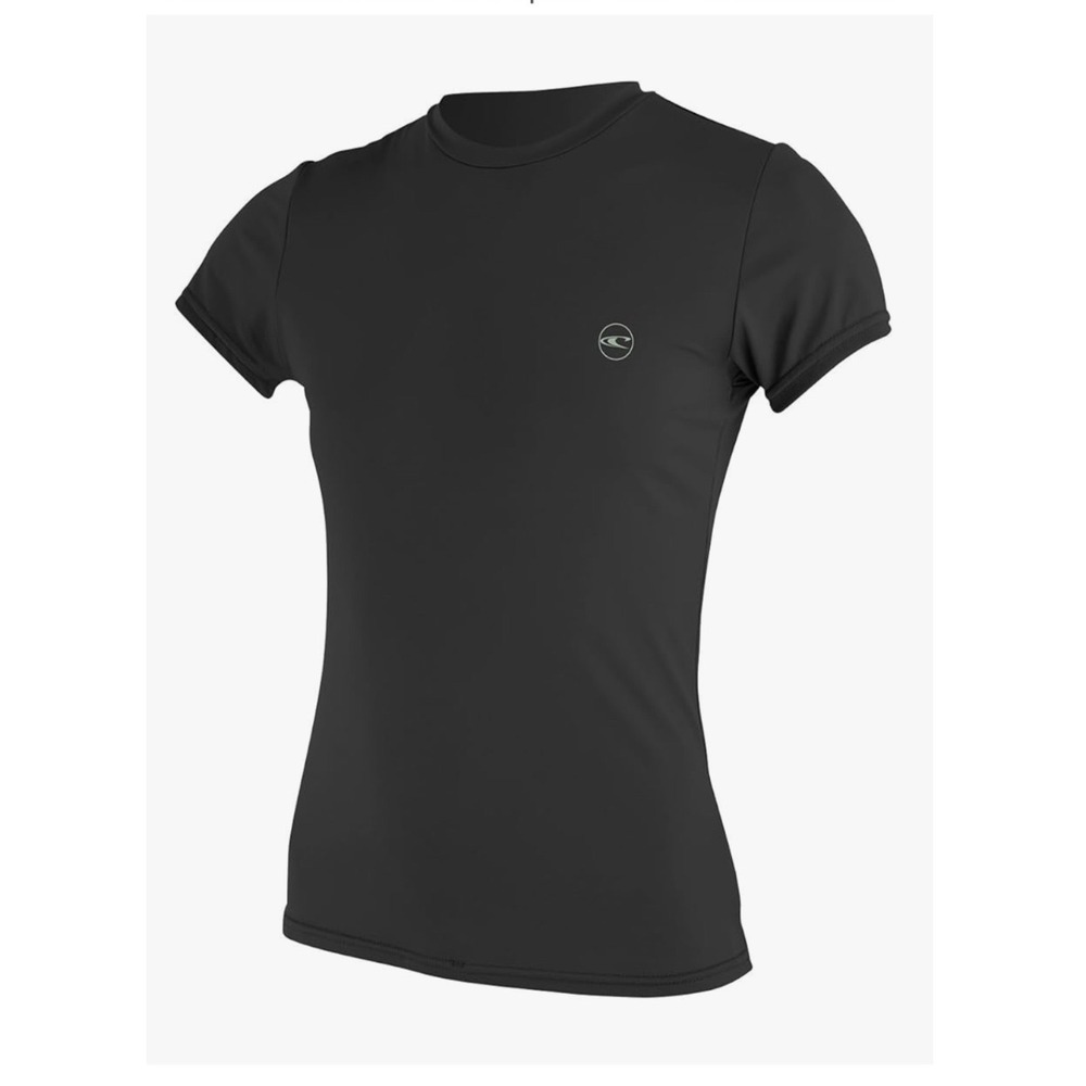 O'Neill Womens Basic Skins‎ UPF 50+ Short Sleeve Rash Guard Black 5089 XS